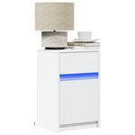 vidaXL Armoires de chevet et lumières LED 2Pièces blanc bois d'ingénierie