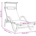 vidaXL Chaise longue avec auvent gris textilène/bois massif peuplier