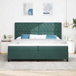 vidaXL Lit à ressorts avec tête de lit Vert foncé 200 x 200 cm Velours