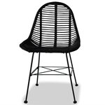 vidaXL Chaises à manger lot de 4 noir rotin naturel