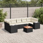 vidaXL Salon de jardin 8 Pièces avec coussins noir résine tressée
