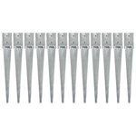 vidaXL Piquets au sol 12 Pièces Argenté 10x10x76 cm Acier galvanisé