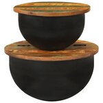 vidaXL Ensemble de tables basses 2 Pièces noir bois récupération massif