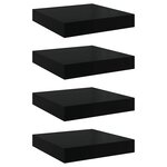 vidaXL Étagère murale flottante 4 Pièces Noir brillant 23x23 5x3 8 cm MDF