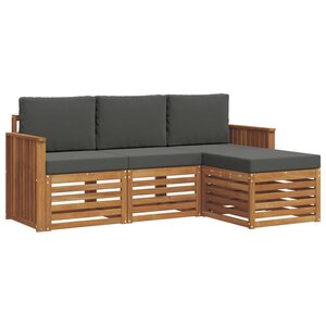 vidaXL Ensemble de canapés d'extérieur 4 Pièces Naturel et Anthracite