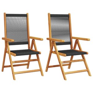 vidaXL Chaises de jardin lot de 2 noir bois d'acacia et polypropylène