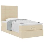 vidaXL Lit ottoman avec matelas crème 100x200 cm tissu