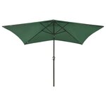 vidaXL Parasol avec LED et mât en acier Vert 2x3 m