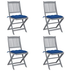 vidaXL Chaises pliables d'extérieur lot de 4 et coussins Bois d'acacia