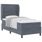 vidaXL Lit à ressorts avec matelas Gris foncé 190 x 90 cm Velours