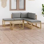 Vidaxl salon de jardin 6 pièces avec coussins gris