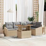 vidaXL Ensemble de jardin 6 pièces avec coussins en polyrotin beige et acacia