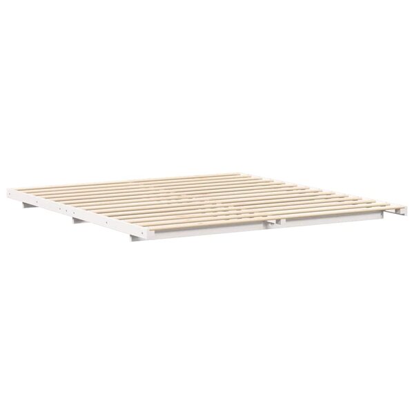 vidaXL Cadre de lit surélevé Blanc 200 x 200 cm Bois massif en pin