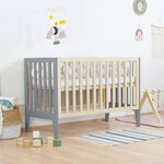 Lit bébé KIPPY 60 x 120 gris et naturel