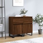 vidaXL Buffets 2 Pièces chêne marron 40x35x70 cm bois d'ingénierie