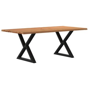 vidaXL Table à manger avec bord vivant 200x100x74 cm bois massif chêne