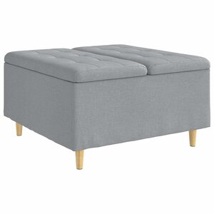 vidaXL Pouf de rangement avec coussin Gris clair 80 x 80 x 45 cm tissu