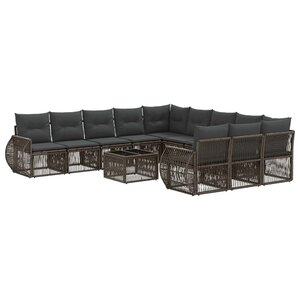 vidaXL Ensemble de canapé de jardin 12 Pièces Gris et Gris foncé
