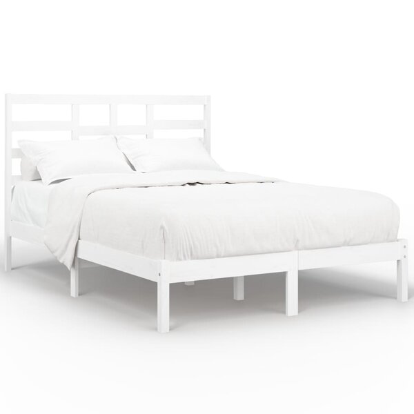 vidaXL Cadre de lit Blanc Bois massif 140x200 cm