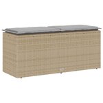 vidaXL Banc de jardin avec coussin beige 110x40x44 cm résine tressée