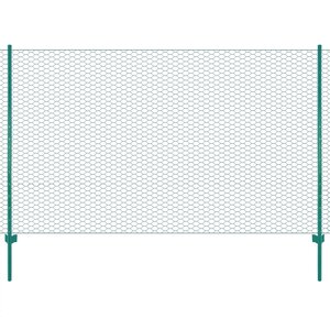 vidaXL Clôture en grillage métallique avec poteaux Acier 25x1 5m Vert