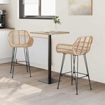 vidaXL Chaise de bar 2 Pièces Naturel 55 x 52 x 92 cm Rotin et métal