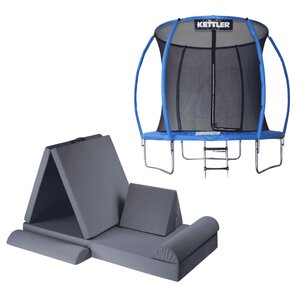 Pack Saut  and  Détente : Trampoline JUMP 244 + Canapé enfant KREATY (gris)