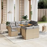 vidaXL Salon de jardin avec coussins 9 Pièces beige résine tressée