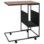 vidaXL Table d'appoint avec roues noir 55x36x63 5 cm bois d'ingénierie