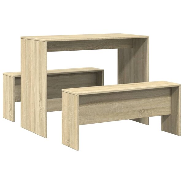 vidaXL Ensemble table à manger et bancs 3 Pièces bois d'ingénierie