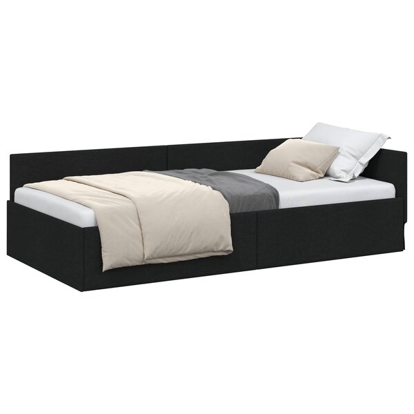 vidaXL Cadre de lit d'angle Noir 90 cm x 190 cm Velours