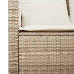 vidaXL Canapé de jardin 3 places coussins table beige résine tressée