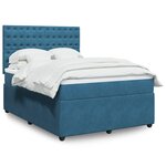 vidaXL Sommier à lattes de lit et matelas Bleu foncé 140x200cm Velours