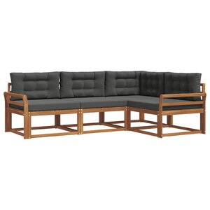 vidaXL Ensemble de canapés d'extérieur 4 pc Naturel et Anthracite