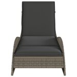 vidaXL Chaise longue avec coussin gris 60x205x73 cm résine tressée