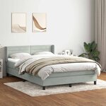 vidaXL Sommier à lattes de lit et matelas gris clair 160x210cm velours