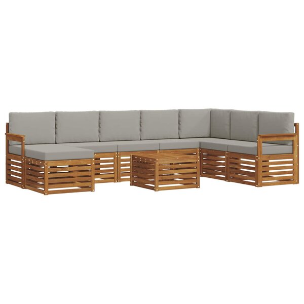 vidaXL Ensemble de canapés d'extérieur 9 pc Gris Naturel et Clair