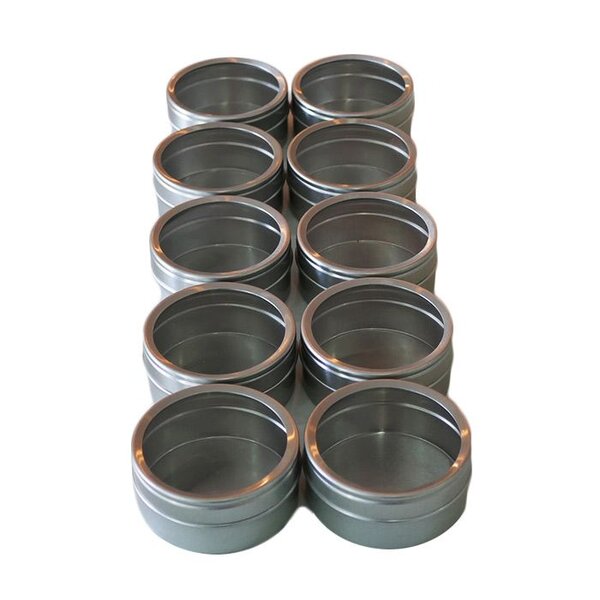 10 boîtes métalliques à couvercle transparent 5 3 x 2 5 cm