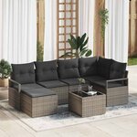 vidaXL Ensemble de canapé de jardin avec coussin 7 Pièces Gris clair