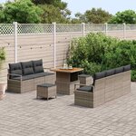 vidaXL Ensemble de canapé de jardin 10 Pièces Gris Poly rotin
