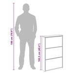 vidaXL Meuble à chaussures 3 étagères Miroir 63x17x102 5 cm Chêne