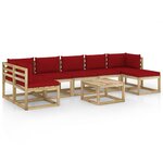 vidaXL Salon de jardin 8 Pièces avec coussins bois de pin imprégné