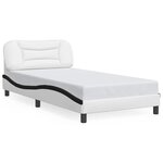 vidaXL Cadre de lit sans matelas Hvar blanc et noir 100x200 cm similicuir