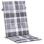 vidaXL Coussins de chaise jardin à dossier haut lot de 4 carreaux gris