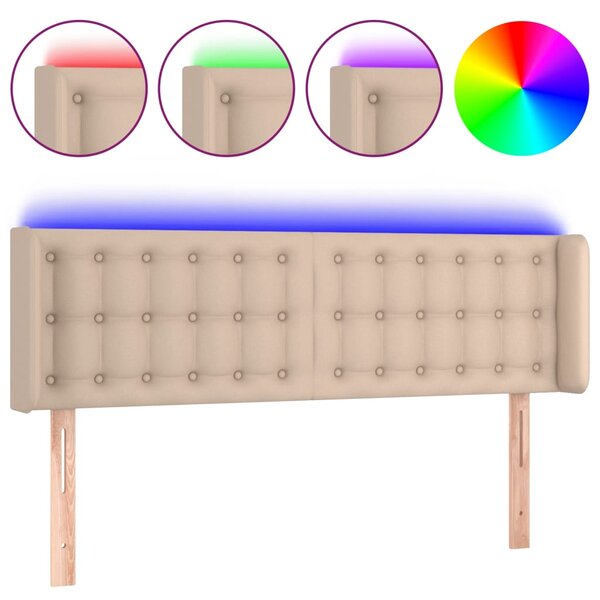 vidaXL Tête de lit à LED Cappuccino 147x16x78/88 cm Similicuir