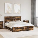 vidaXL Cadre de lit Chêne fumé 160 x 200 cm Bois Ingénierie