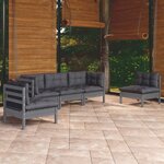 vidaXL Salon de jardin 5 Pièces avec coussins bois de pin massif