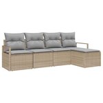 vidaXL Ensemble de canapé de jardin 5 Pièces Beige Poly rotin
