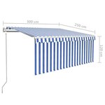 vidaXL Auvent rétractable automatique avec store 3x2 5 m Bleu et blanc