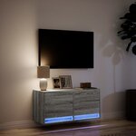 vidaXL Meuble TV mural avec lumières LED sonoma gris 80x31x35 cm